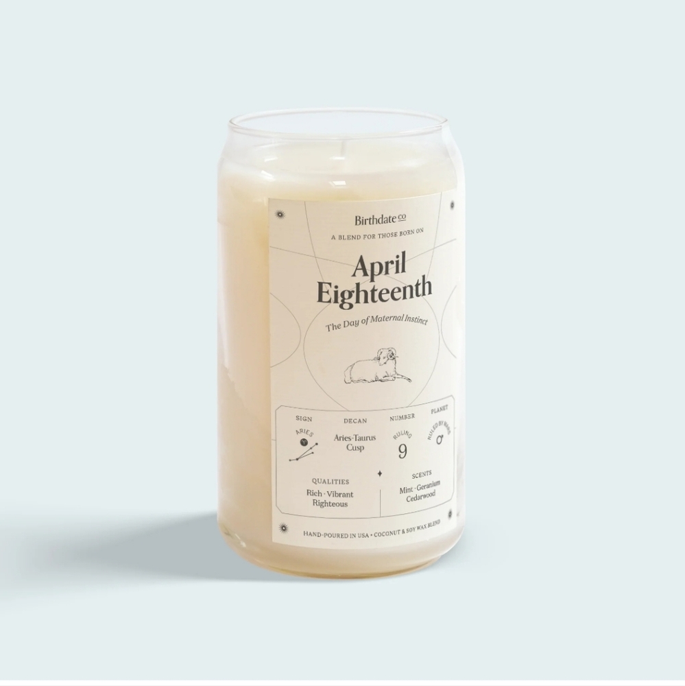 13.5oz Day of Maternal Instinct Mint Geranium Cedarwood Coconut April 18 Zodiac